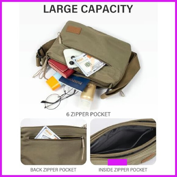 Canvas Crossbody Bag Casual Travel Messenger Hobo Satchel Chic Minimal - Picture 5 of 8